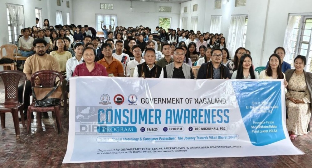 Officials and participants during the consumer awareness programme held at Phek Government College on August 19. (DIPR Photo)
